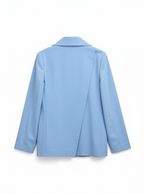 Blauwe oversized blazer met schuin weglopende split