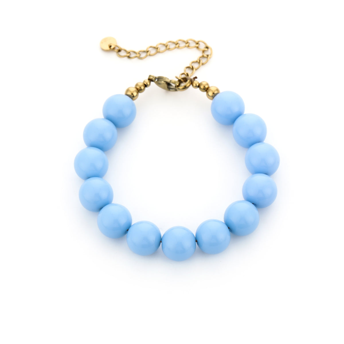 kralen armband met goudkleurig stainless steel deel. Verstelbare ketting.