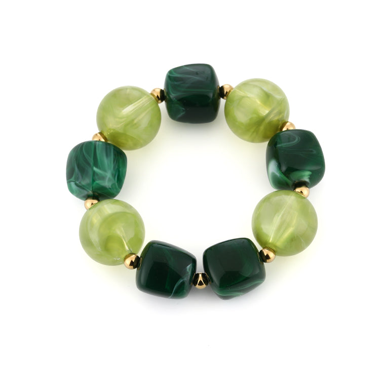 Armband kralen - druif groen & goudkleurig | stainless steel
