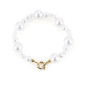 Flexibele parel armband met goudkleurig RVS detail voor dames