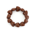 Bruine kralen armband dames met puffed hartjes.